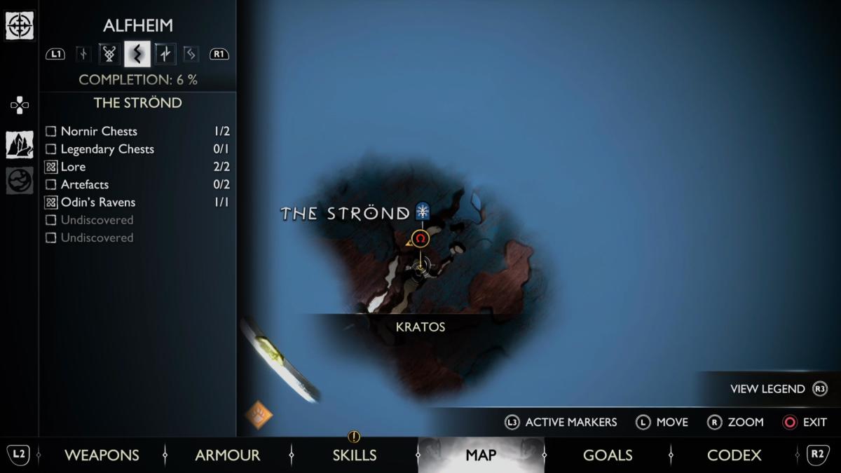 A map of The Strond's raven in God of War Ragnarok.